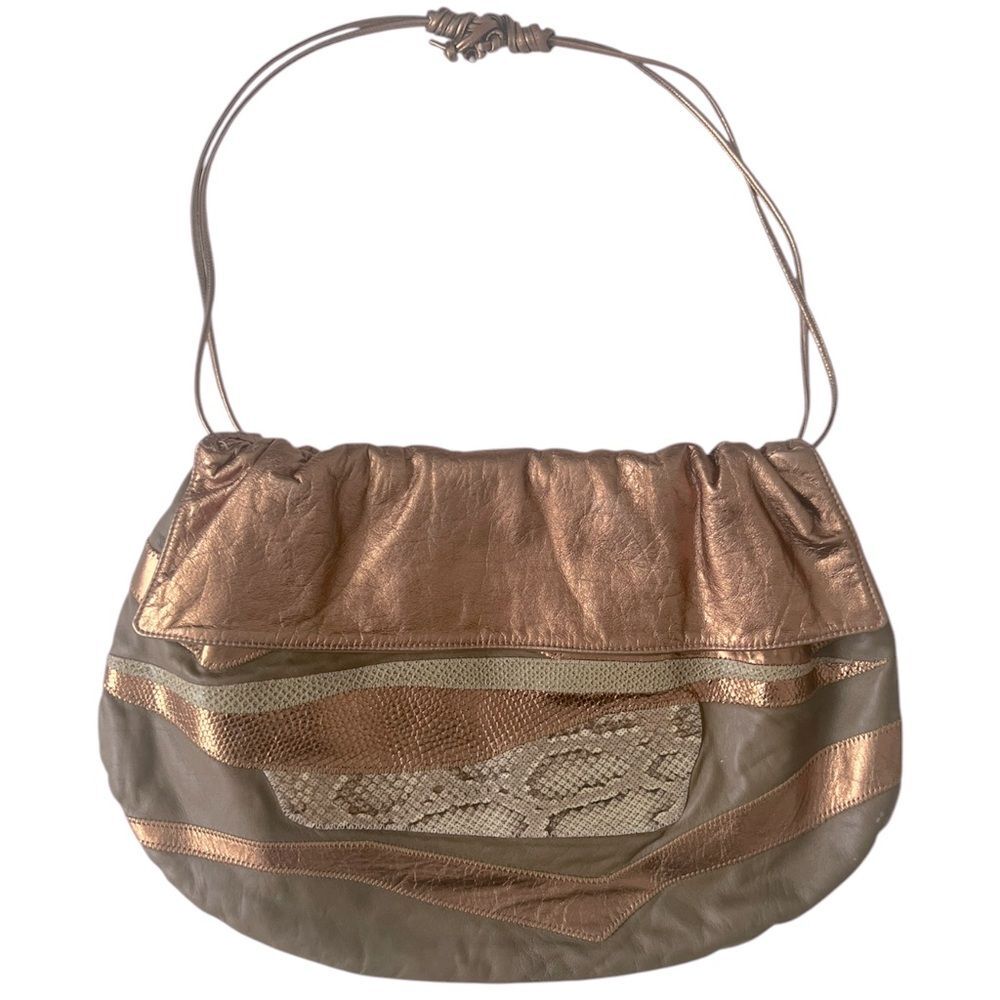 Vintage Carlos Falchi Gold/Metallic snakeskin and leather bag